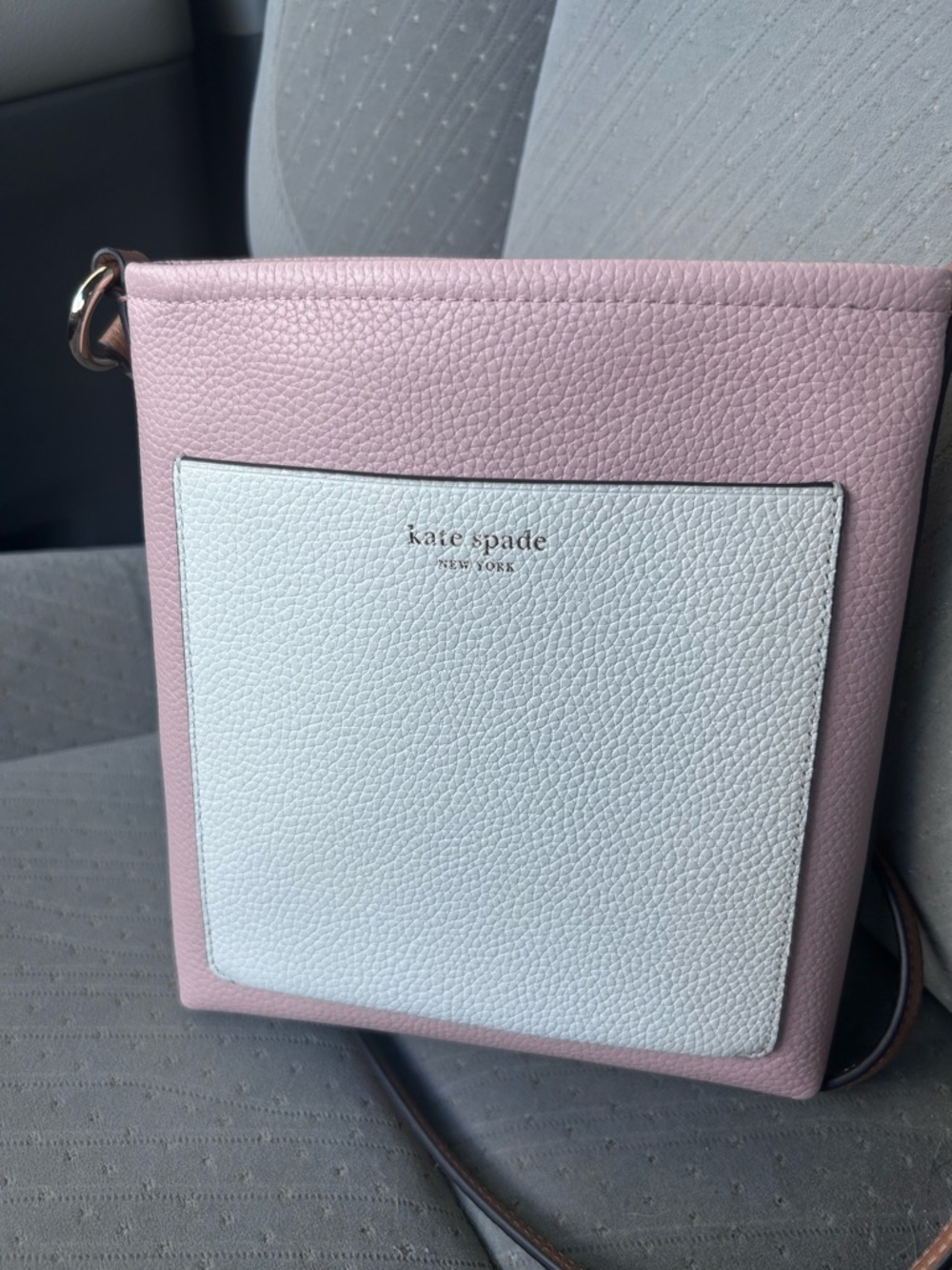 kate spade Pink and White Pebbled Leather Crossbody